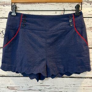 Lucca Couture Navy shorts with Scallop and Red Details, Size 4
